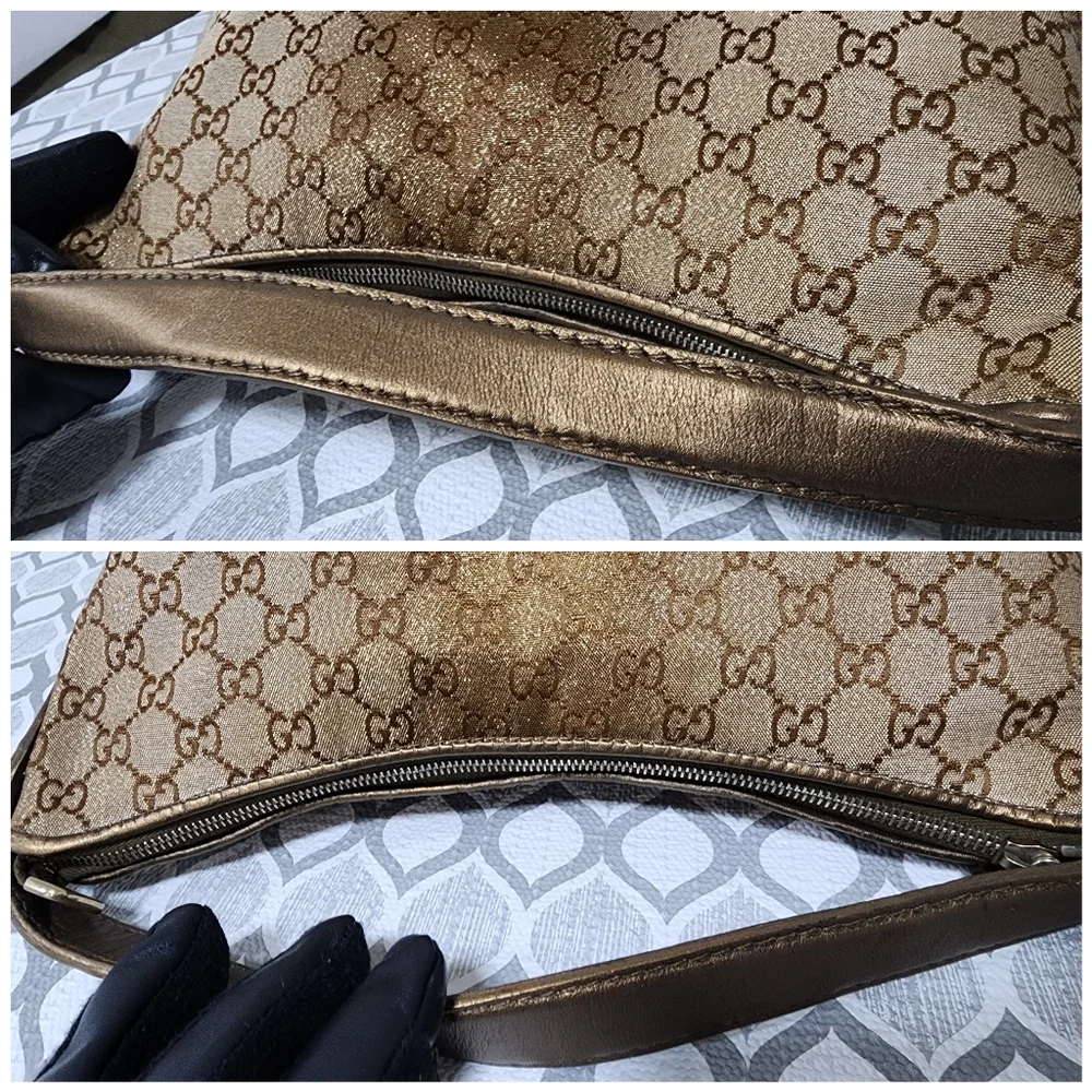 Gucci GG Canvas Heart Bit Hobo Bag Brown